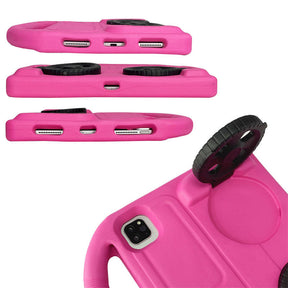 Wheel iPad Case For iPad Pro 11/Air4 10.9 inch Shockproof Stand Cover With Handle Stand-Rose
