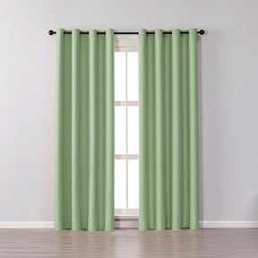 2 Panels Solid Color Blackout Curtains for Living Room-Green