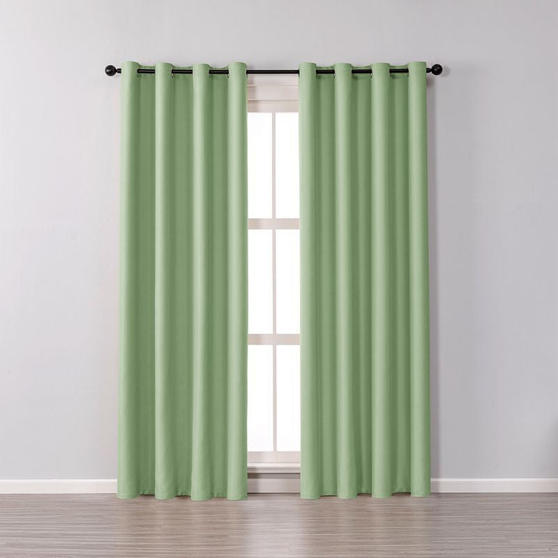 2 Panels Solid Color Blackout Curtains for Living Room-Green