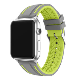 Rubber Sport Watch Bands for iWatch Series 6/SE/5/4/3/2/1 Bicolor Strap-GrayGreen