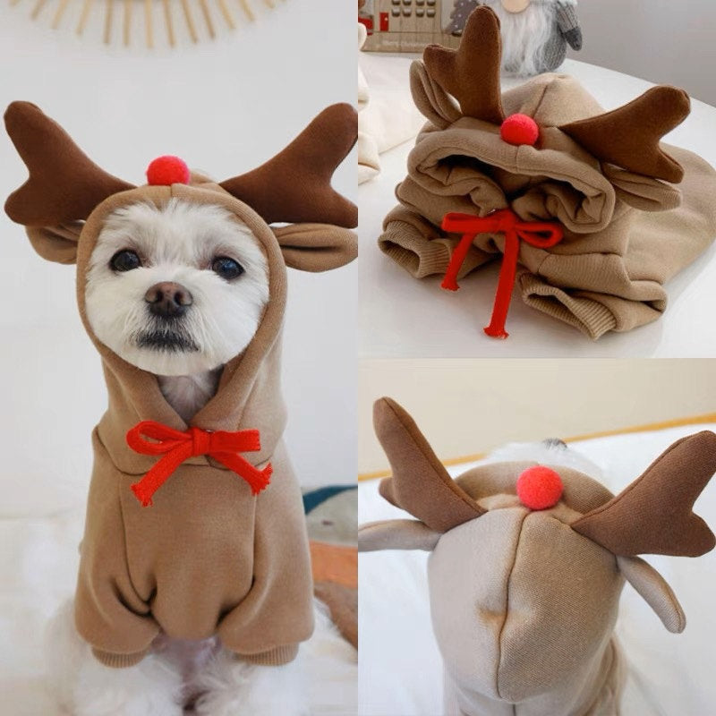 Pet Clothes Deer Pattern Design Hoodie Sweatshirts 3D Cute Costume