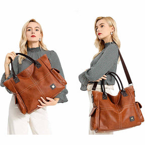 Large Hobo Handbags for Women Sturdy Top Handle Shoulder Bags with Adjustable Strap-Brown