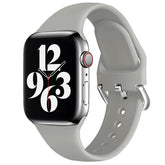 Silicone Sport Replacement Strap with Classic Clasp for iWatch Series SE 6 5 4 3 2 1-Gray