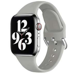Silicone Sport Replacement Strap with Classic Clasp for iWatch Series SE 6 5 4 3 2 1-Gray