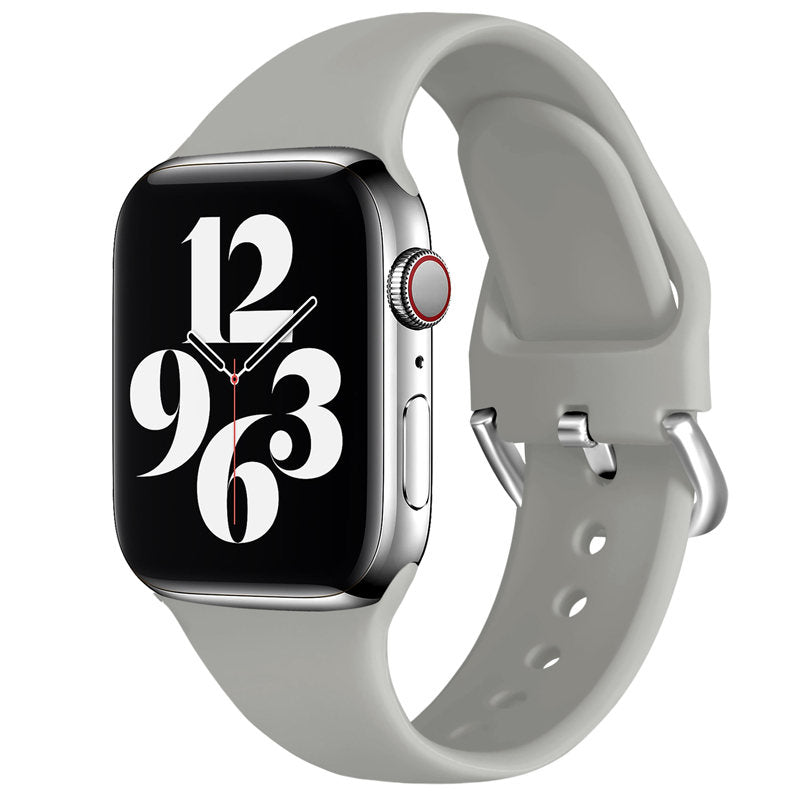 Silicone Sport Replacement Strap with Classic Clasp for iWatch Series SE 6 5 4 3 2 1-Gray