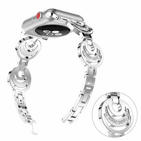 Stylish Hollow Diamond Breathable Metal Watch Band For Apple Watch SE/6/5/4/3/2/1(Silver)
