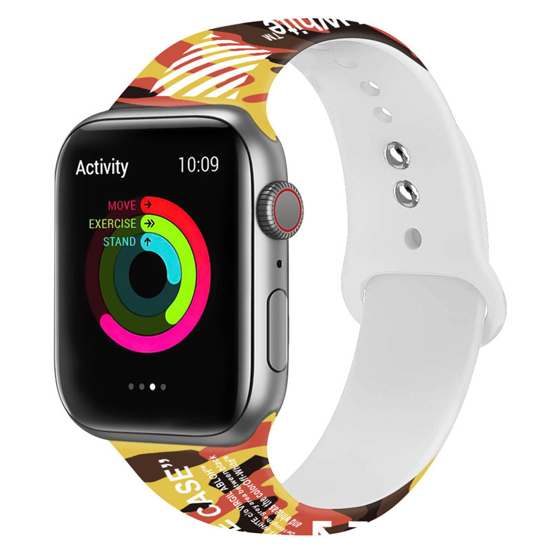 Street Fashion Printing Pattern Silicone Watchband for Apple Watch SE & Series 6/5/4/3/2/1-A3