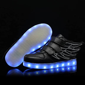 LED Light Sneakers USB Rechargeable Flashing Shoes for Boys Girls-Black