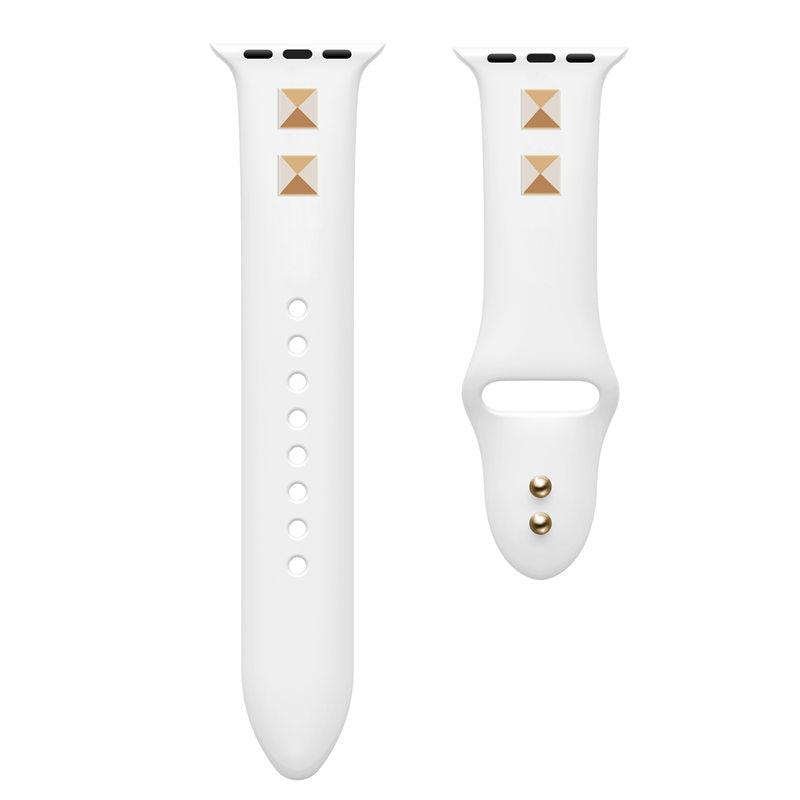 Soft Silicone Punk Rivet Style Watch Band for iWatch Series6/5/4/3/2/1/SE-White