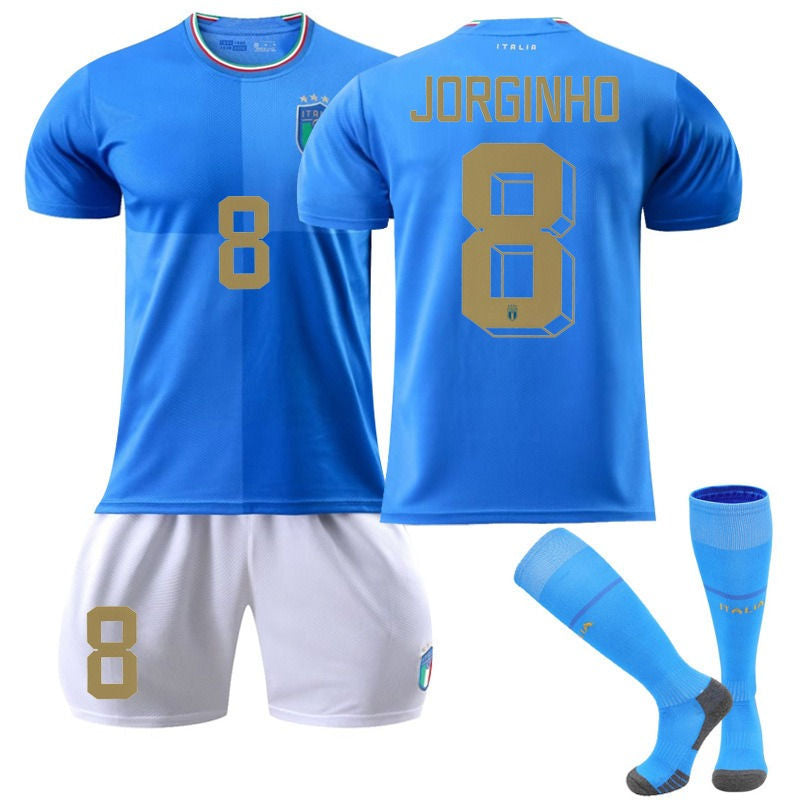 JORGINHO #8 Italy Home Jersey 2022/23 Soccer Jersey Kit Football T-shirt Set For Adult Kids