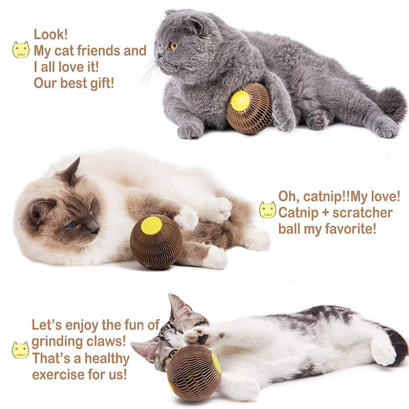 Cardboard Scratching Ball Catnip Pet Cat Toys-Round Shape