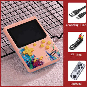 3.0inch Screen Retro Handheld Game Console 500 Classic FC Games Support to TV Output-Two Player-Pink