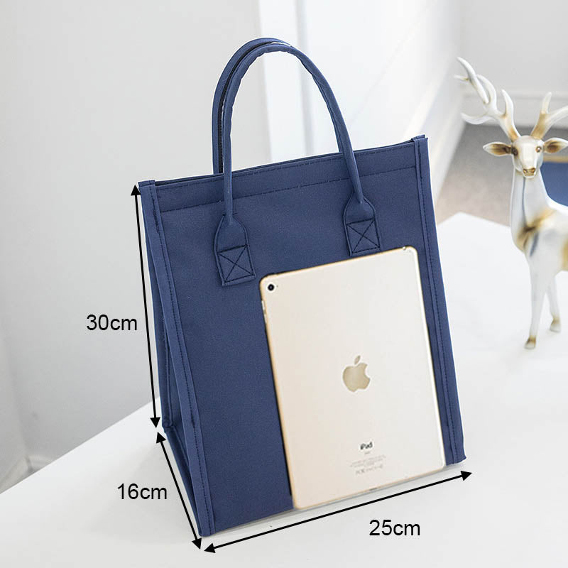 Waterproof Portable Lunch Bento Bag Velcro Insulated Picnic Handbag-Blue