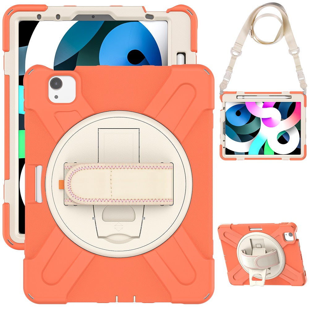 Morandi Case For 5/6th Gen iPad 9.7 2017/2018 Kids Safe Shockproof Protective Cover With Kickstand+Strap-Coral Orange