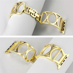 Fashion Hollow Metal Watch Band For Apple Watch SE/6/5/4/3/2/1(Gold)