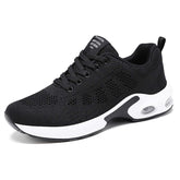 Womens Jogging Shoes Mesh Casual Lightweight Cushioned Sneakers-Black