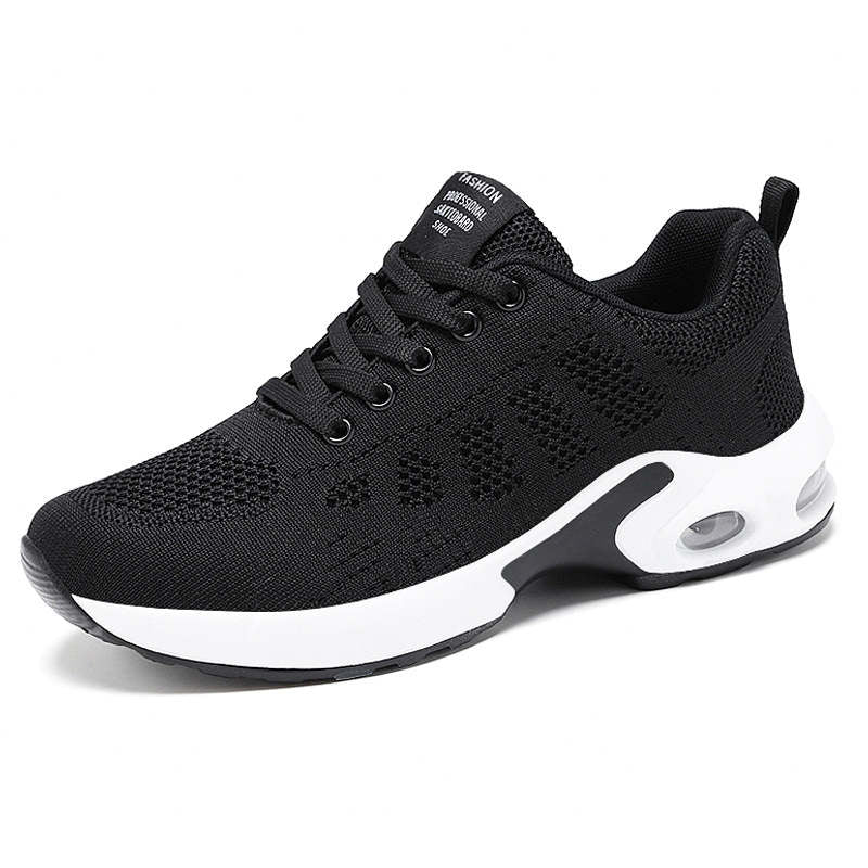 Womens Jogging Shoes Mesh Casual Lightweight Cushioned Sneakers-Black