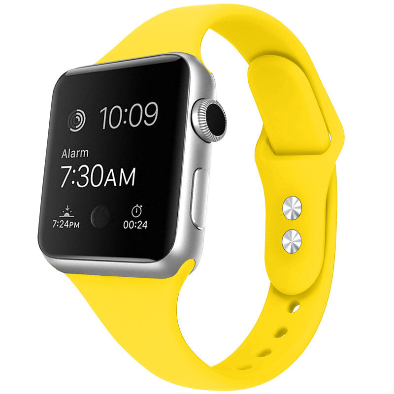 Slim Soft Silicone Replacement Watch Band Loop for iWatch Series SE 6 5 4 3 2 1-Yellow