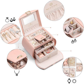 Princess Style Jewelry Box Multi-layer Large Capacity Fabulous Girls Gift-Cherry Pink