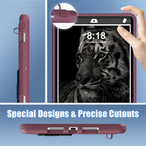 Tablet Case Kids Friendly with Pencil Holder for iPad 11 2020/2021/2022-PlumBlack