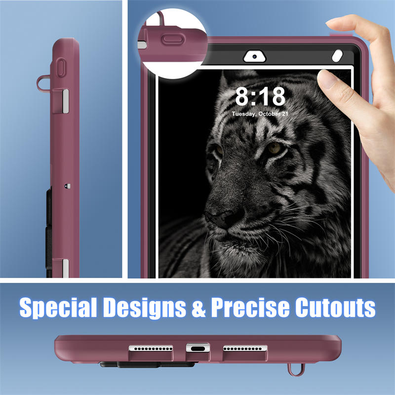 Tablet Case Kids Friendly with Pencil Holder for iPad 11 2020/2021/2022-PlumBlack