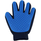 Pet Hair Remover Glove Gentle Massage Mitt with Enhanced Five Finger Design Blue-Left Hand