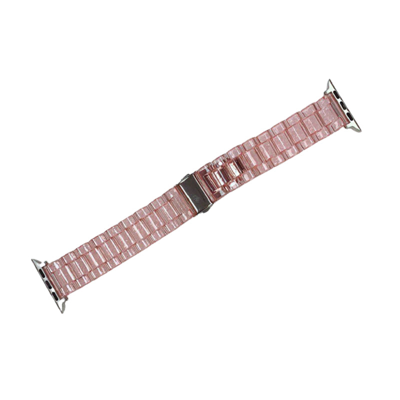 Clear Resin Band Bracelet for iWatch Series SE/6/5/4/3/2/1 with Stainless Steel Buckle-LightPink