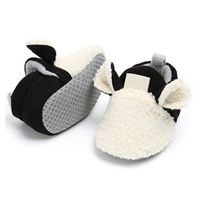 Infant Baby Boys Girls Slipper Stay On Non Slip Soft Sole 0-18 Months Cotton Plush Shoes-White