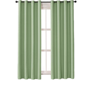 2 Panels Solid Color Blackout Curtains for Living Room-Green