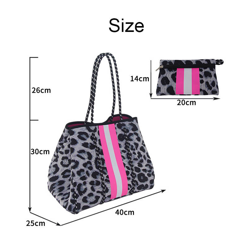 Neoprene Tote Bag with Small Zipper Bag for Women Beach Traveling-1