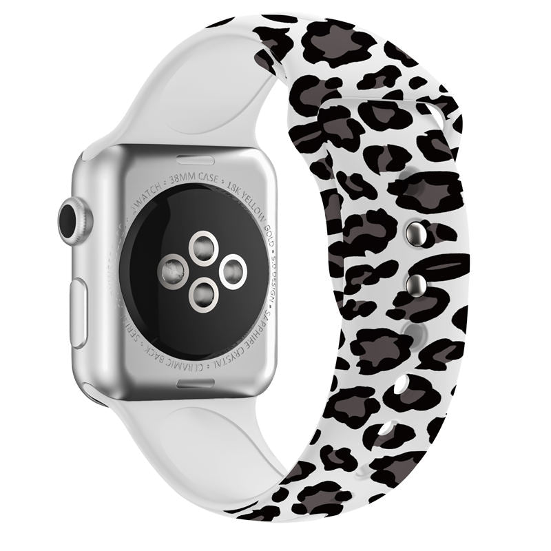 Fashion Leopard Pattern Silicone Watchband for Apple Watch SE & Series 6/5/4/3/2/1-B19