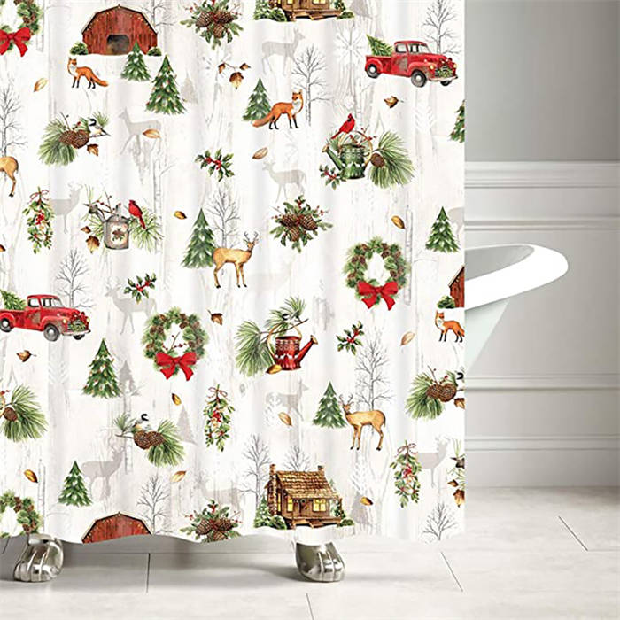 Shower Curtains with 12 Hooks for Bathroom Decor-2