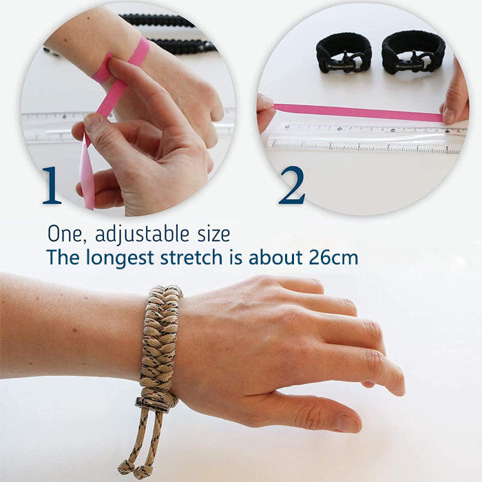 2 Pcs Adjustable Sizes Fish Tail Paracord Survival Bracelets With Metal Clasp-C