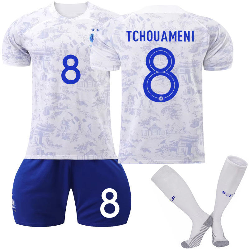 France National Team Away Jersey 2022-23 TCHOUAMENI #8 Soccer Jersey for Kids Adult