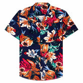 Cotton Regular Fit Short Sleeve Casual Hawaiian Shirt for Men-Black