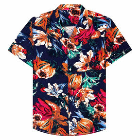 Cotton Regular Fit Short Sleeve Casual Hawaiian Shirt for Men-Black