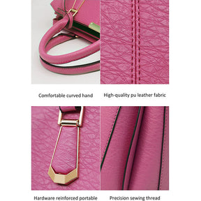 Womens Fashion Handbags Top Handle High Capacity Tote-RoseRed
