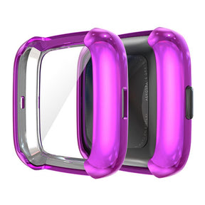 For Fitbit Versa Lite Electroplated Soft TPU Slim Watch Case -Purple