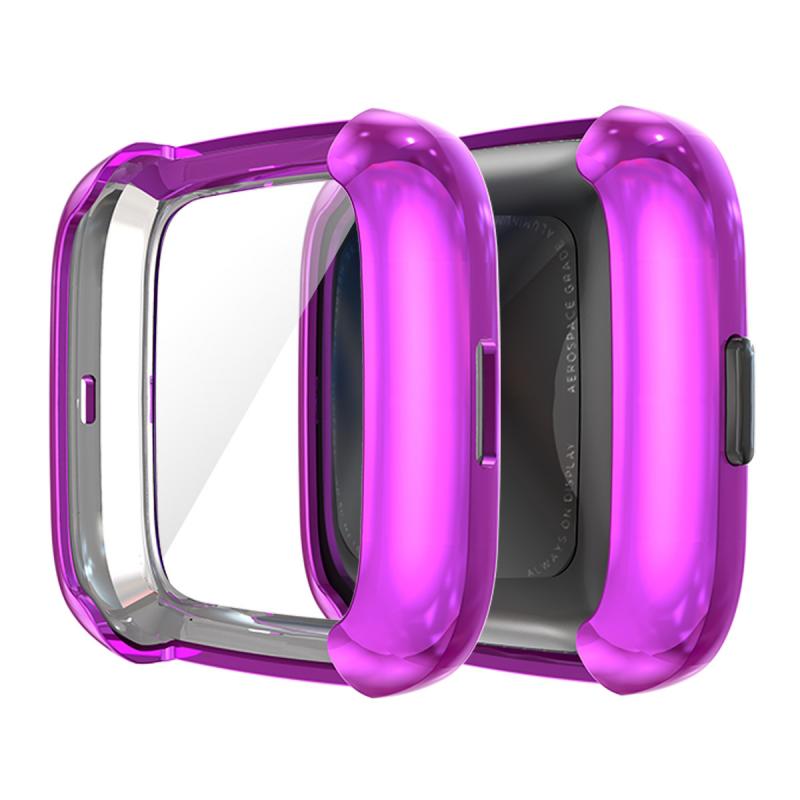 For Fitbit Versa Lite Electroplated Soft TPU Slim Watch Case -Purple