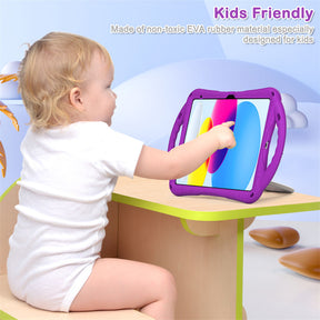 Cat Tablet Case For iPad 10th Kids Friendly with Handle Stand-Purple