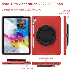 Tablet Case For iPad 10th Full Body Protection with 360¡ã Stand Portable-Red