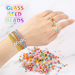 10800pcs Glass Seed Beads Craft Letter Beads Kit with 2 Rolls of Cord