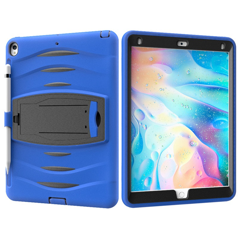 Shock Wave Kickstand Case Anti-Fall Protection With Pencil Holder For 10.5inch iPad Air3/iPad Pro10.5-Blue