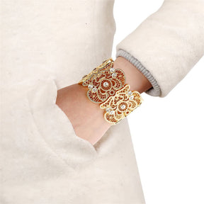 Womens Vintage Filigree Cuff Bangle Bracelet-Gold