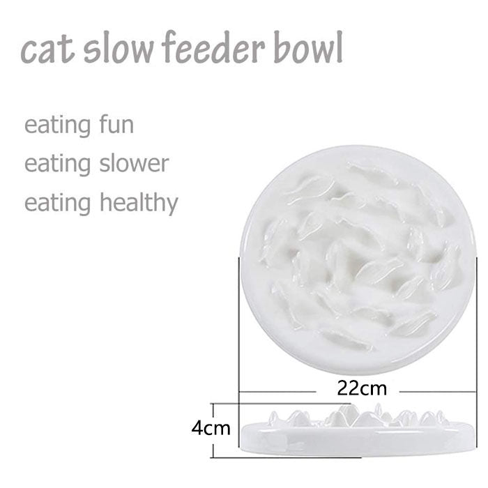 Slow Feeder Cat Bowls Goldfish Design Ceramic Healthy Eating Diet Pet Bowl