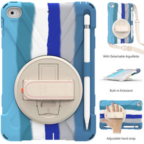 iPad Case With Pencil Stand+Rotating Stand+Shoulder Strap For iPad Mini 4/5 -Blue