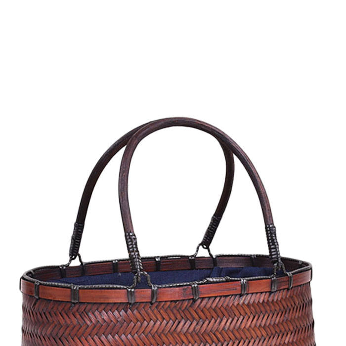 Retro Womens Bamboo Handbag Handmade Large Tote Bag Wicker Basket Bag