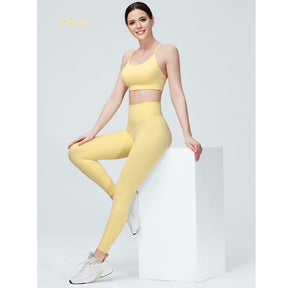 Womens Yoga Pants Breathable Naked Feeling Fitness Leggings-Yellow