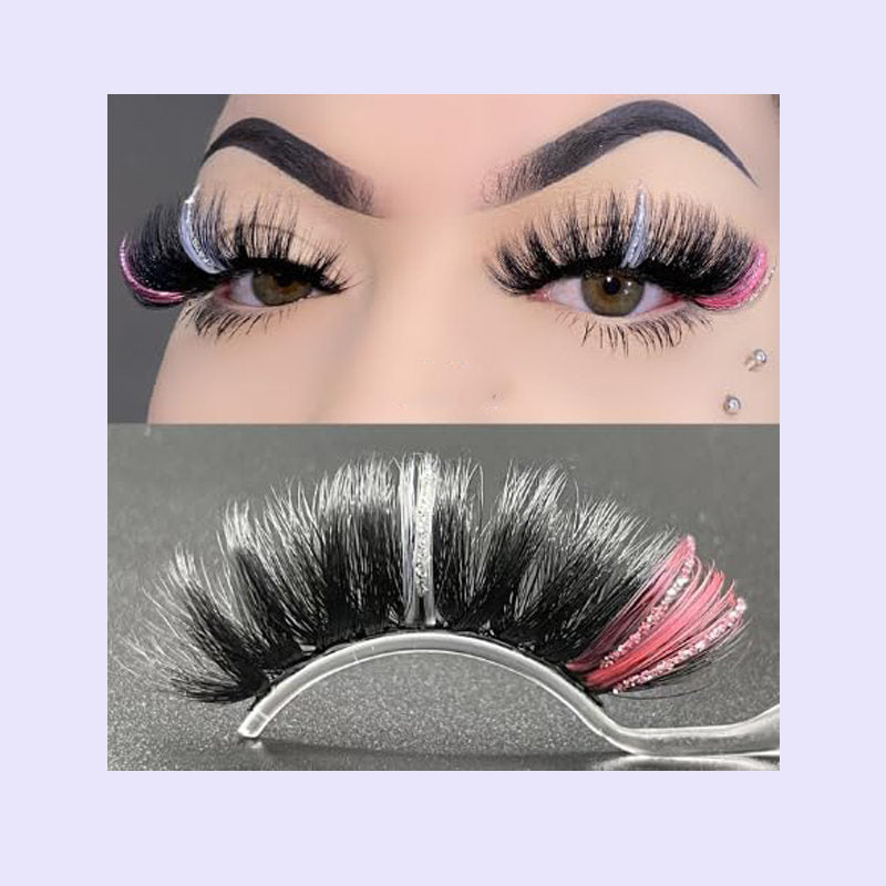 5 Pairs Glitter Mink Lashes Colored False Eyelashes Reusable-SetA