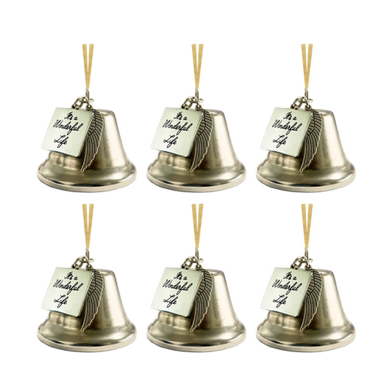 6Pcs Christmas Bell with Angel Wing Charms for Xmas Tree Decorations